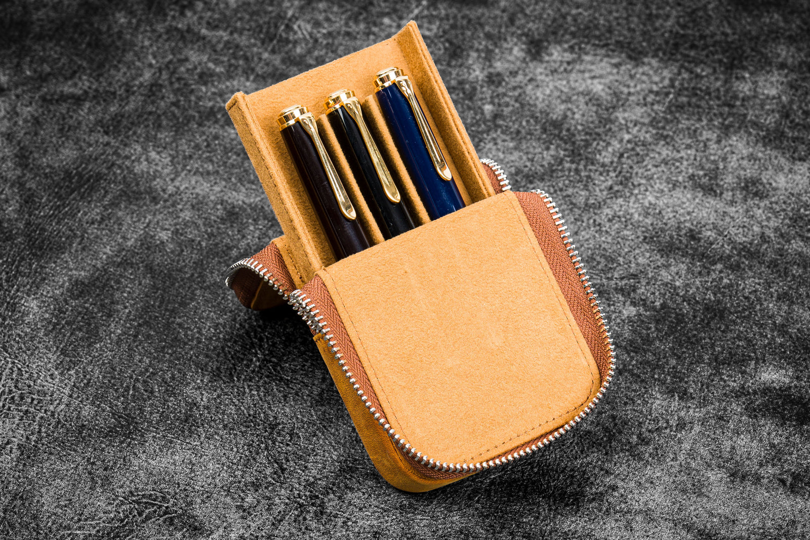 Galen Leather Co. Flap Pen Case for Five Pens - Brown