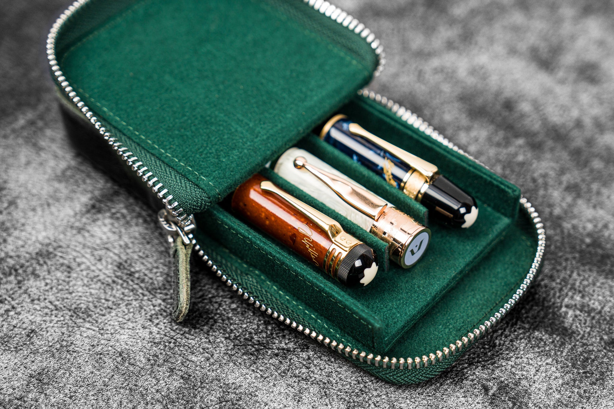 Galen Leather Magnum Opus 6 Slot Pen Case Crazy Horse Smoky