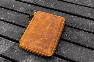 Leather Zippered Rhodia A5 Notebook & iPad Mini Folio - Crazy Horse Brown-Galen Leather