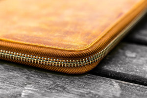 Leather Zippered Rhodia A5 Notebook & iPad Mini Folio - Crazy Horse Brown-Galen Leather