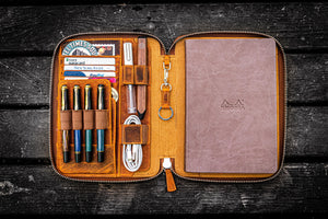 Leather Zippered Rhodia A5 Notebook & iPad Mini Folio - Crazy Horse Brown-Galen Leather