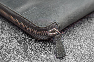 Leather Zippered Rhodia A5 Notebook & iPad Mini Folio - Crazy Horse Smoky-Galen Leather