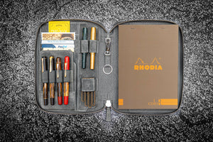 Leather Zippered Rhodia A5 Notebook & iPad Mini Folio - Crazy Horse Smoky-Galen Leather