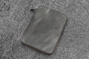 Leather Zippered Rhodia A5 Notebook & iPad Mini Folio - Crazy Horse Smoky-Galen Leather