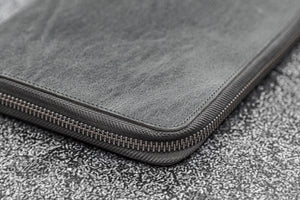 Leather Zippered Rhodia A5 Notebook & iPad Mini Folio - Crazy Horse Smoky-Galen Leather