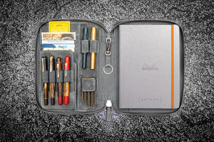 Leather Zippered Rhodia A5 Notebook & iPad Mini Folio - Crazy Horse Smoky-Galen Leather