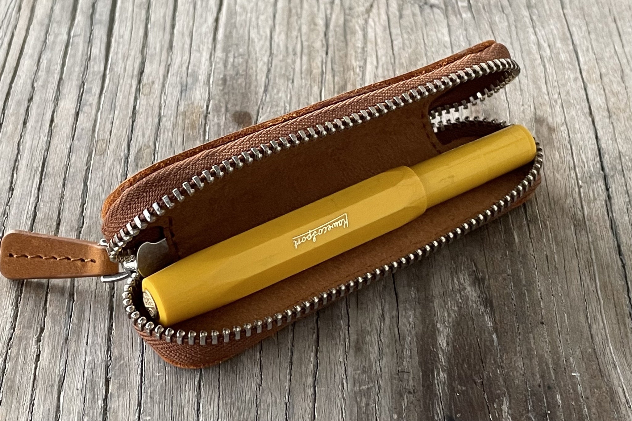 Galen Leather Co. Leather Single Pen Sleeve- Brown