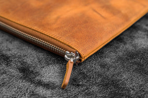 Leather Zippered Writer's Bank Bag - Pen Pouch - Crazy Horse Brown