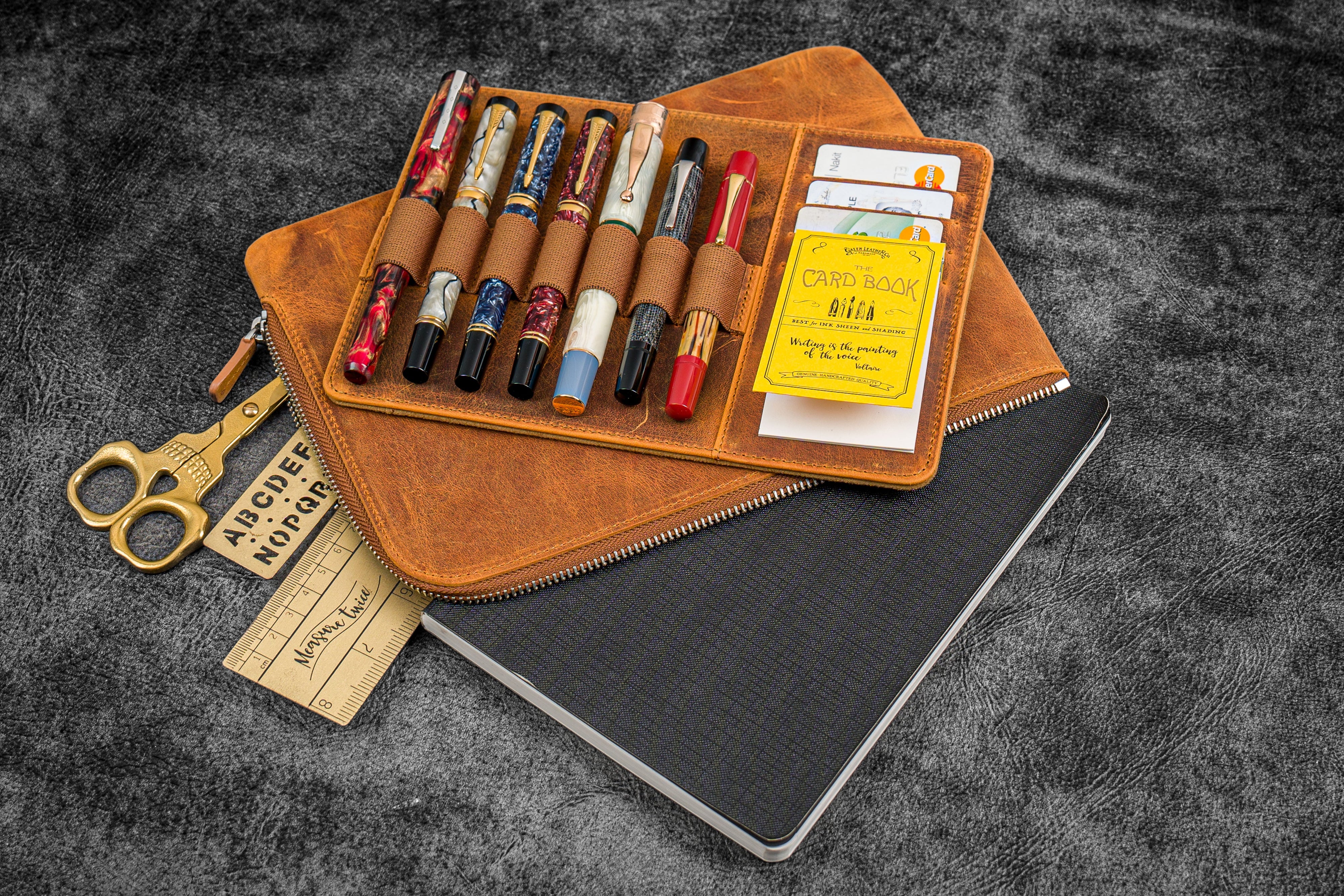 Zippered Leather Writer's Bank Bag/Pouches - Galen Leather