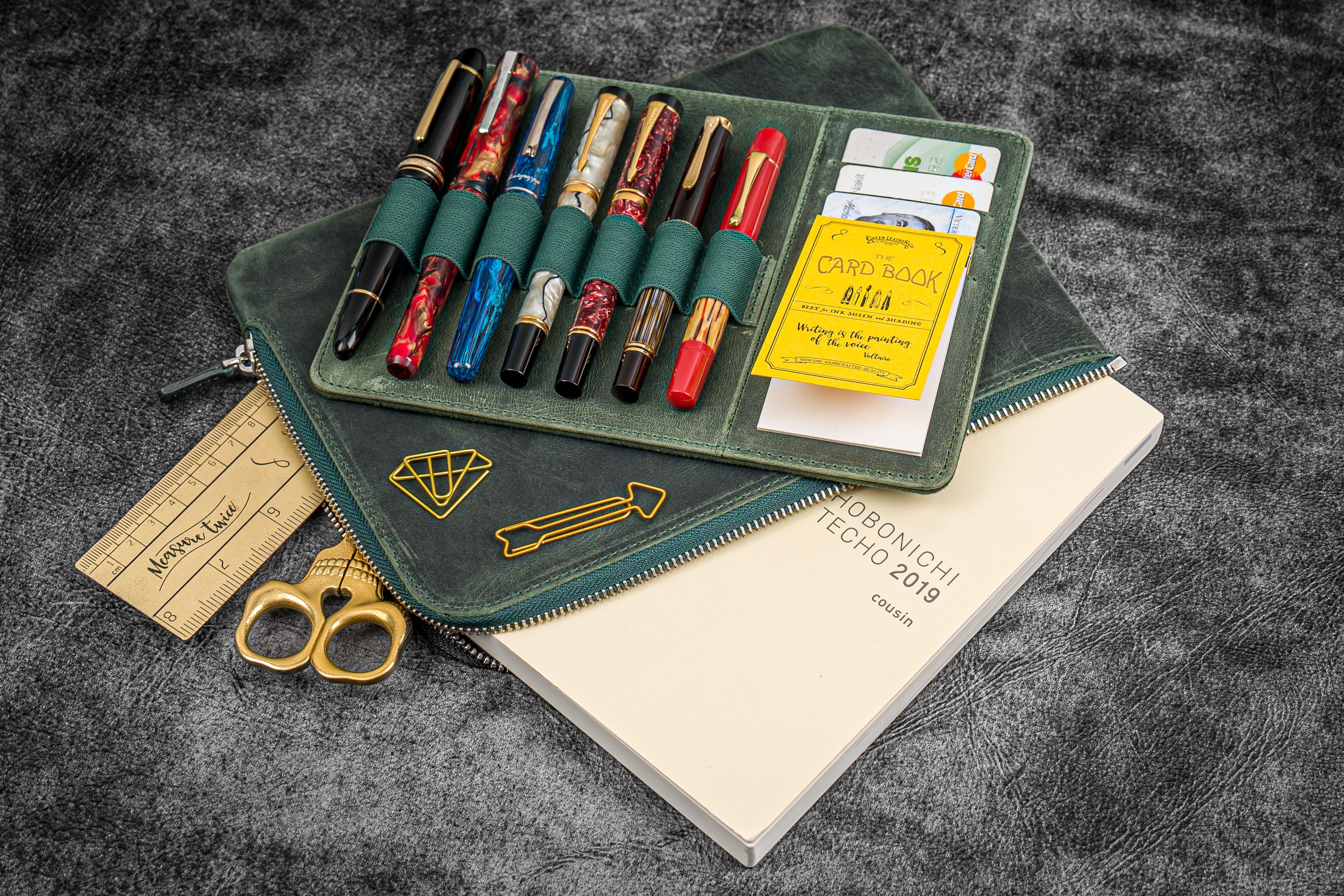Zippered Leather Writer's Bank Bag/Pouches - Galen Leather