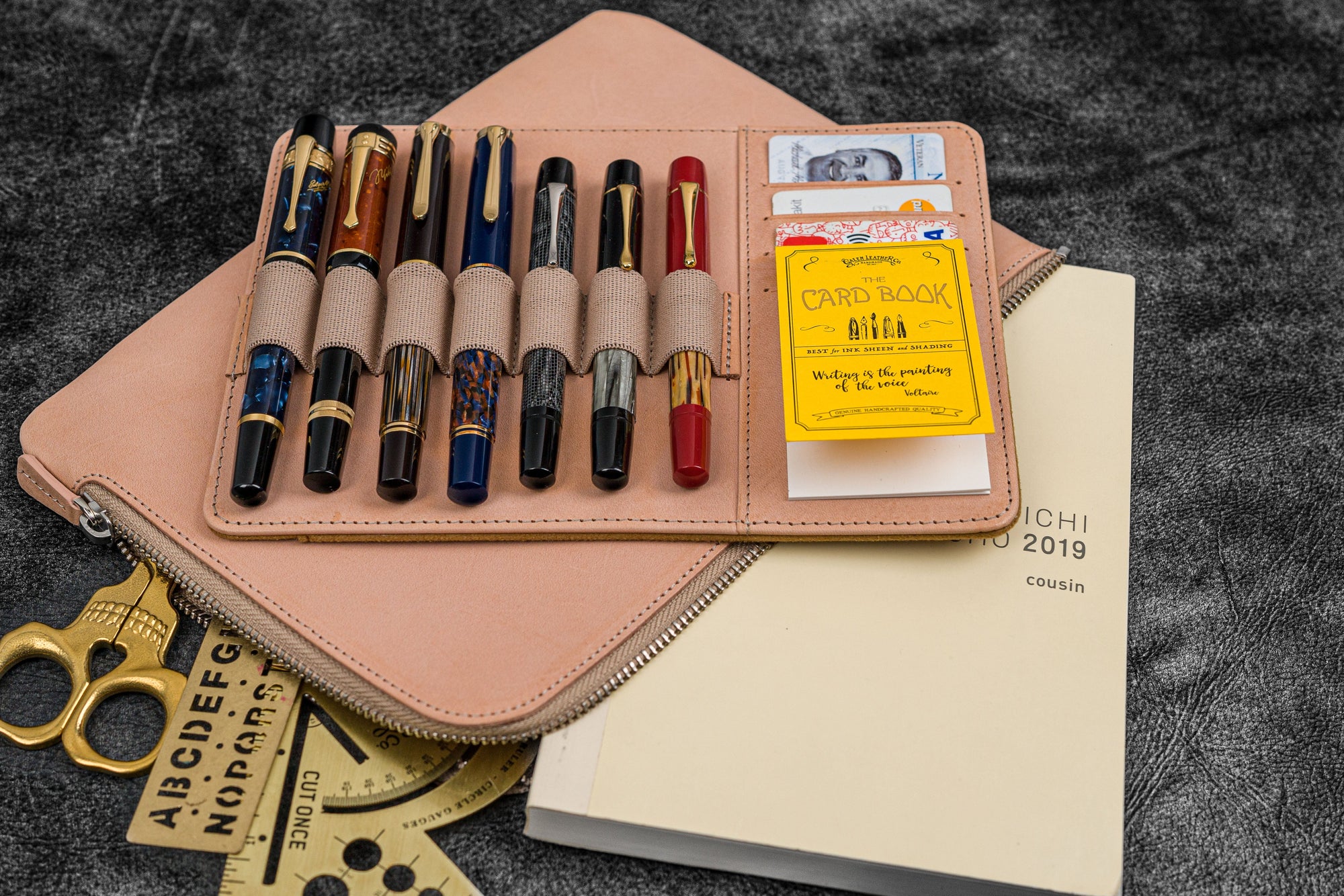 Leather Zippered Writer's Bank Bag - Pen Pouch - Undyed Leather - Galen ...