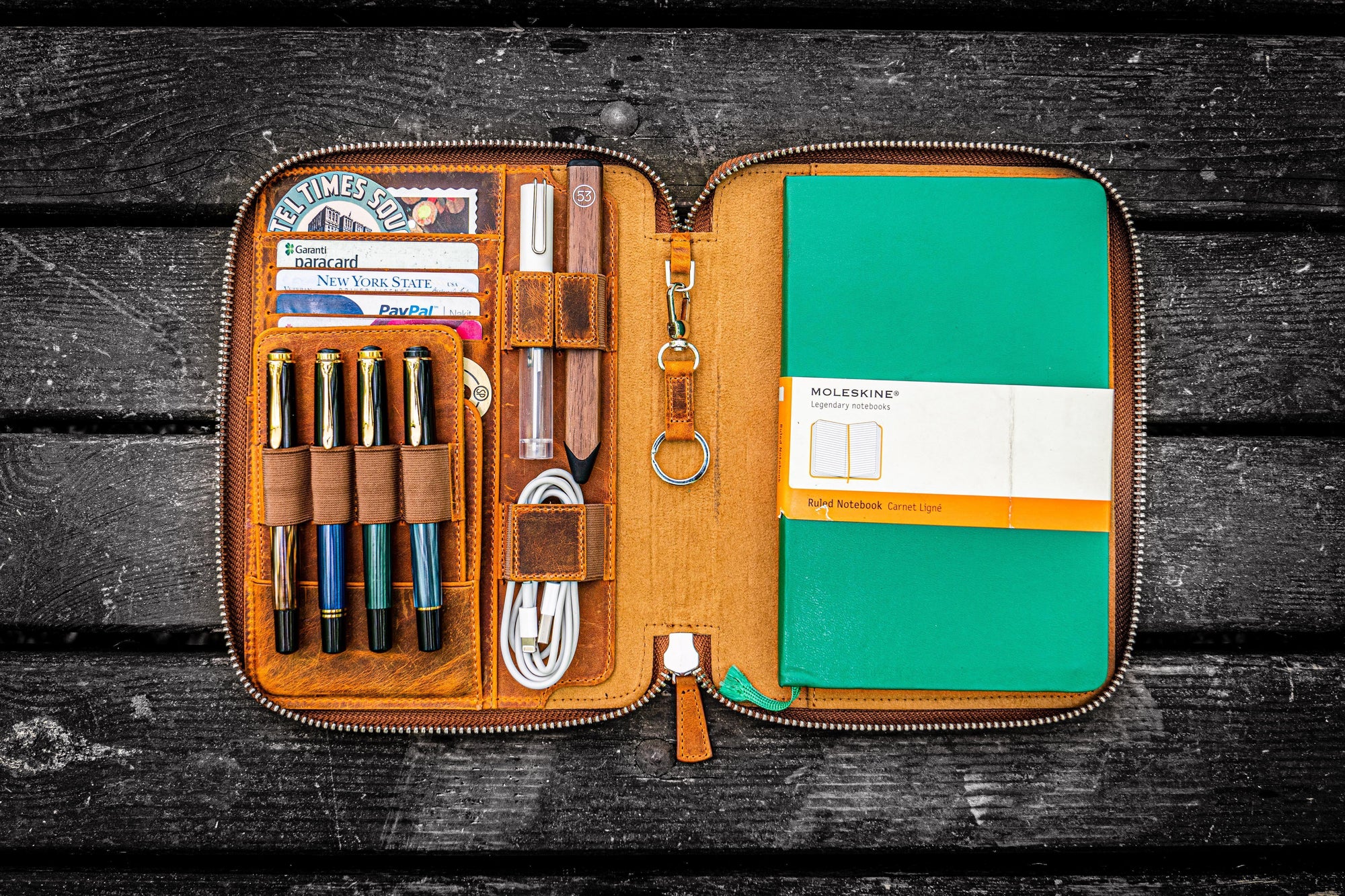 Leather Zippered iPad Mini & Large Moleskine Folio - Crazy Horse Brown-Galen Leather