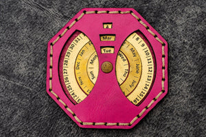 Leather and Brass Perpetual Calendar - Octagon-Galen Leather