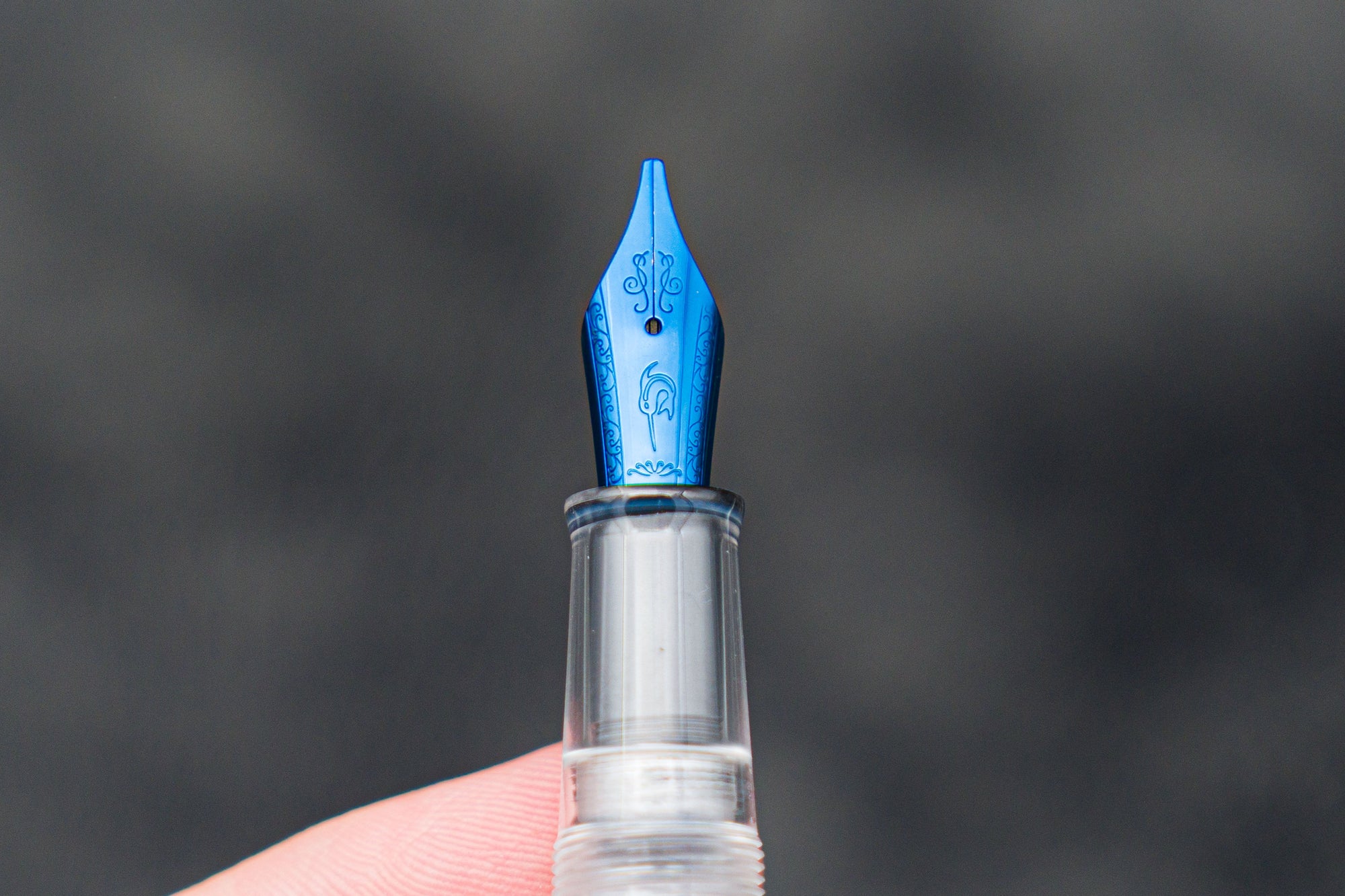 Narwhal Demonstrator Fountain Pen Midnight Blue Galen Leather