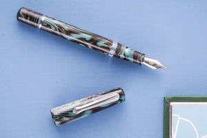 Narwhal Fountain Pen - Schuylkill Chromis Teal + Leather Pen Sleeve-Galen Leather