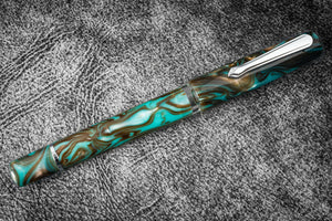 Narwhal Fountain Pen - Schuylkill Chromis Teal + Leather Pen Sleeve-Galen Leather