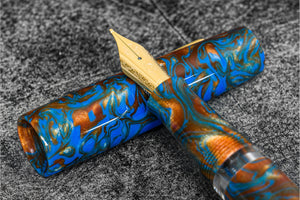 Nahvalur (Narwhal) Fountain Pen - Schuylkill Porpita Navy Special Edition + Leather Pen Sleeve
