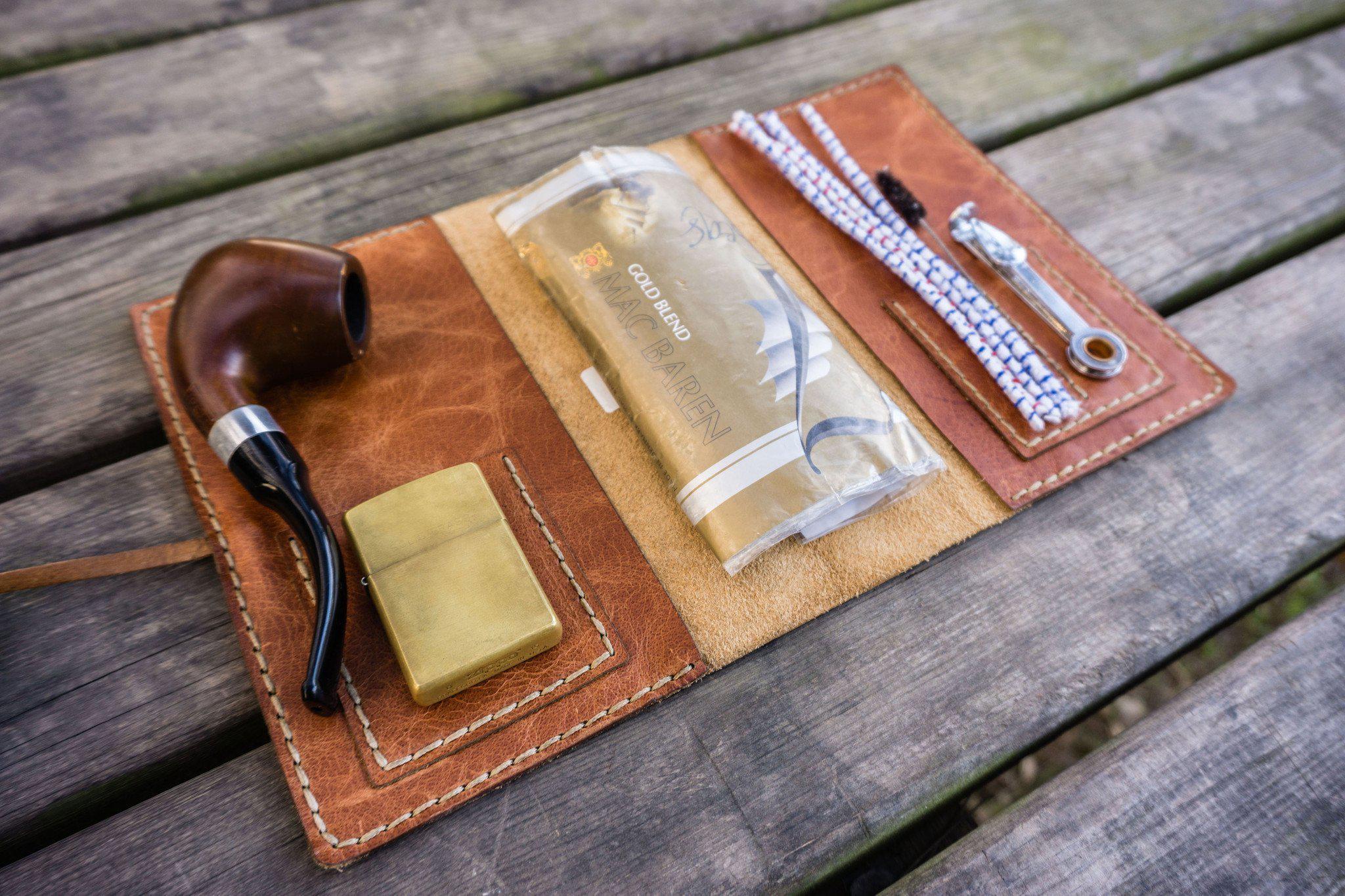 tobacco pipe case Personalized Leather Pipe Pouch/Roll - Rustic Brown tobacco pipe case Personalized Leather Pipe Pouch/Roll - Rustic Brown