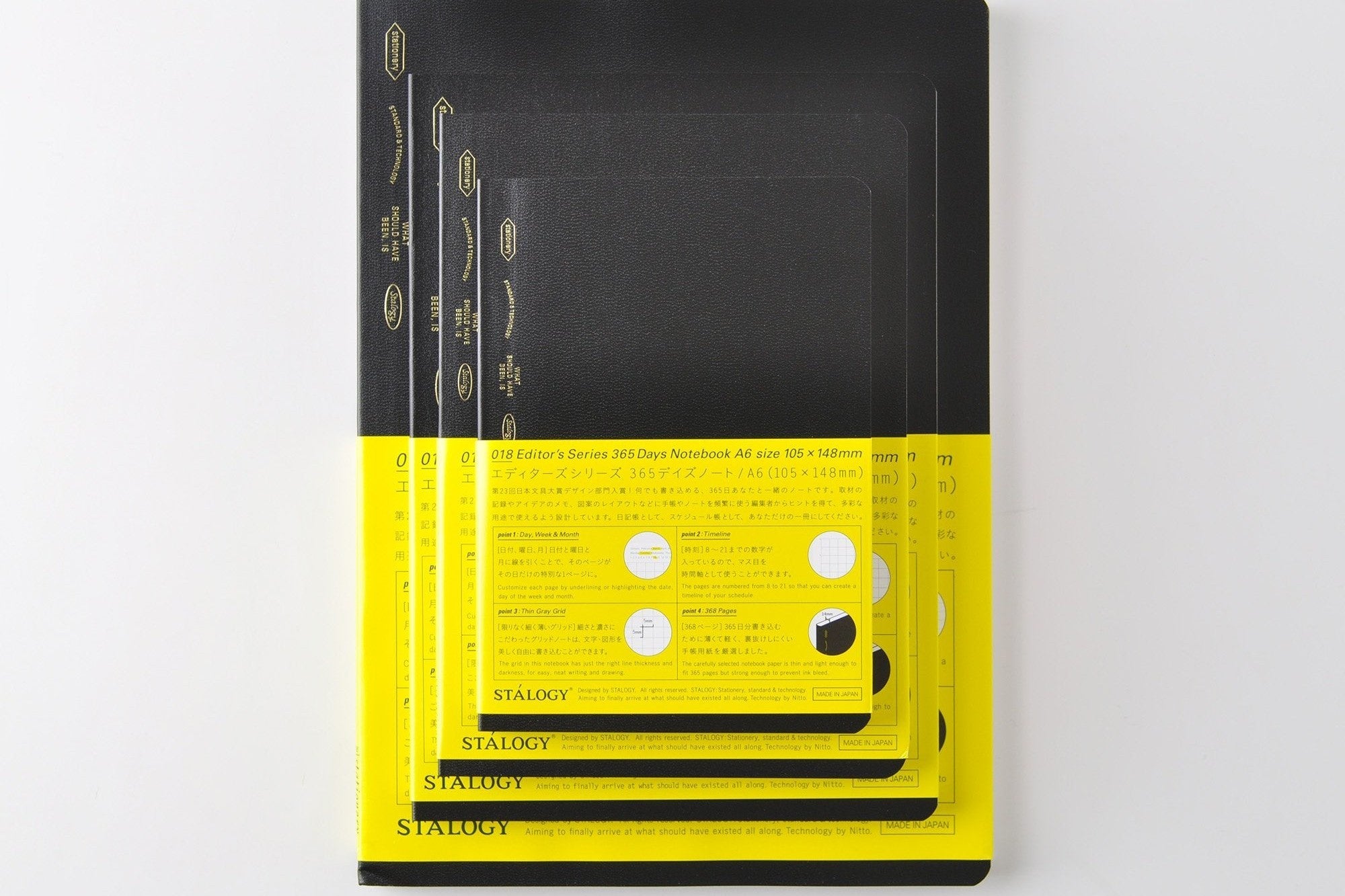 Stalogy 365 Days Notebook - A5 - Blank - 368 Pages - Black