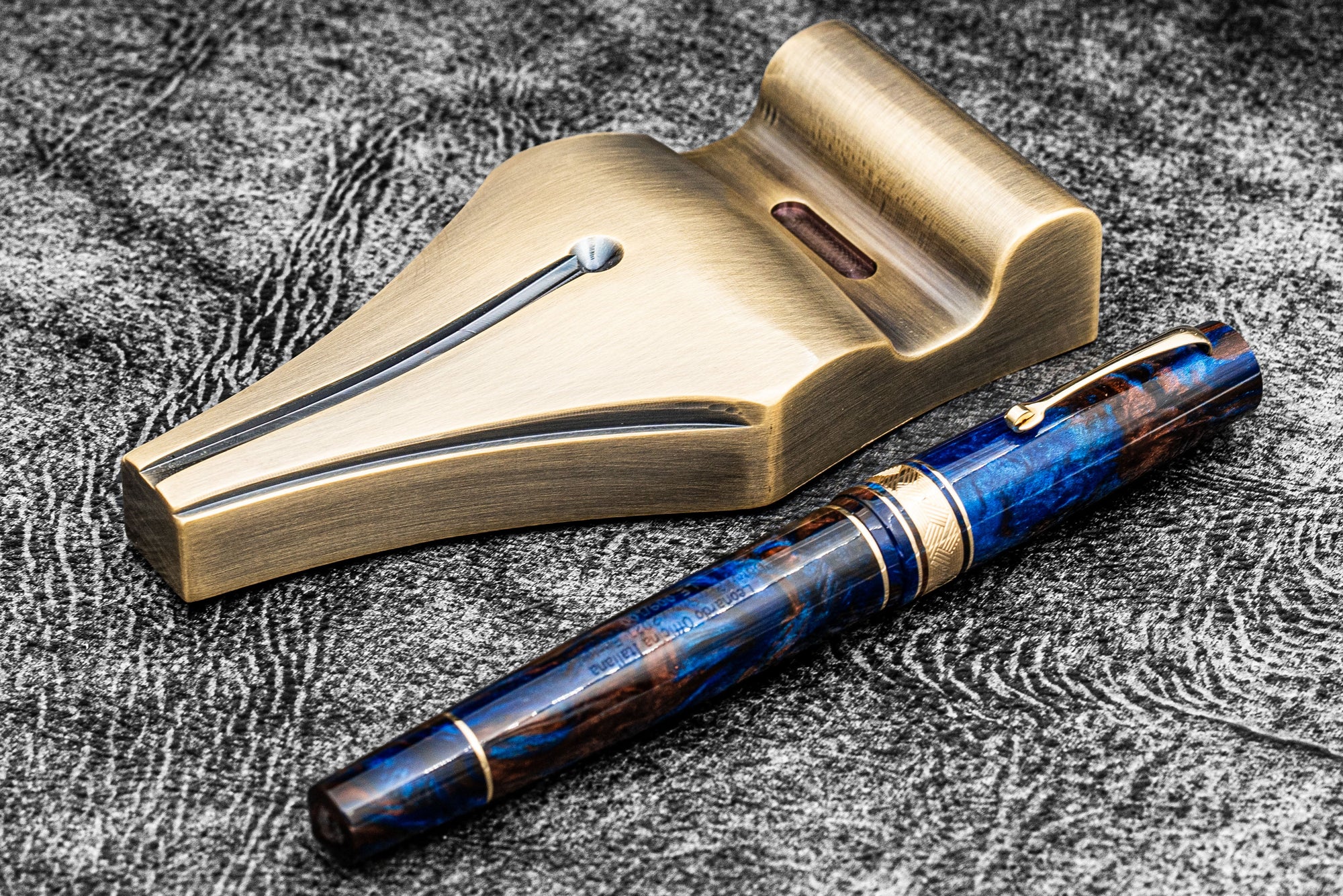 Nib Shaped Solid Brass Pen Stand | Galen Leather