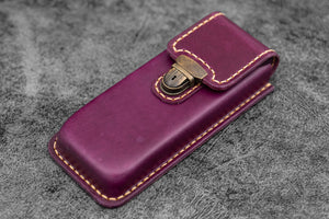 The Old School - Leather Molded Pen Case for 3 Pens - Purple