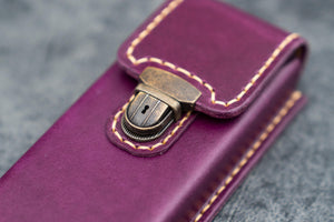 The Old School - Leather Molded Pen Case for 3 Pens - Purple