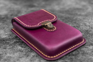 The Old School - Leather Molded Pen Case for 5 Pens - Purple