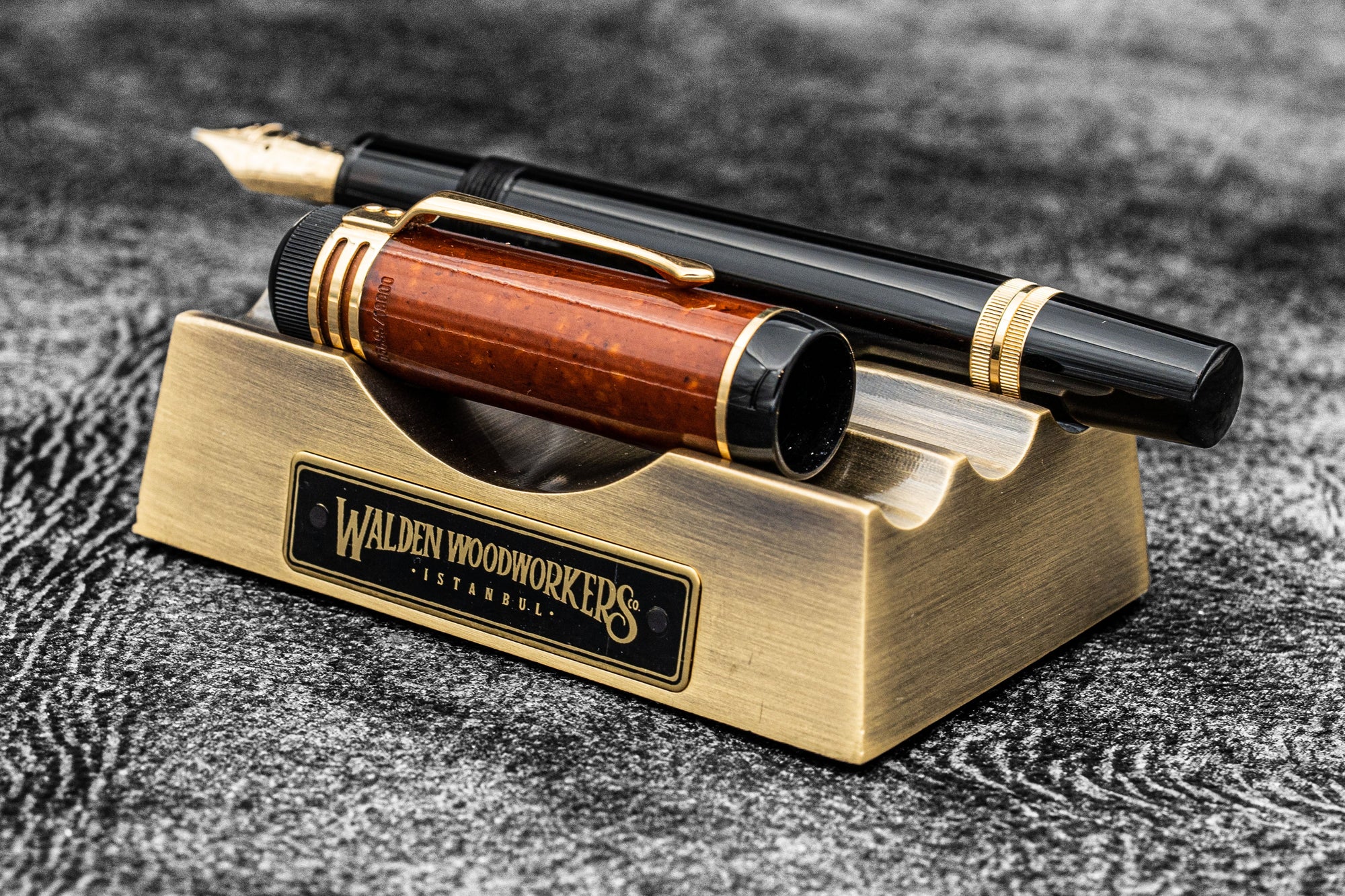 Pen Rest - Brass Pen and Brush Desk Stand | Galen Leather