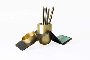 BLANK - Brass Tidy Desk Organizer - Kit-Box Design-Galen Leather