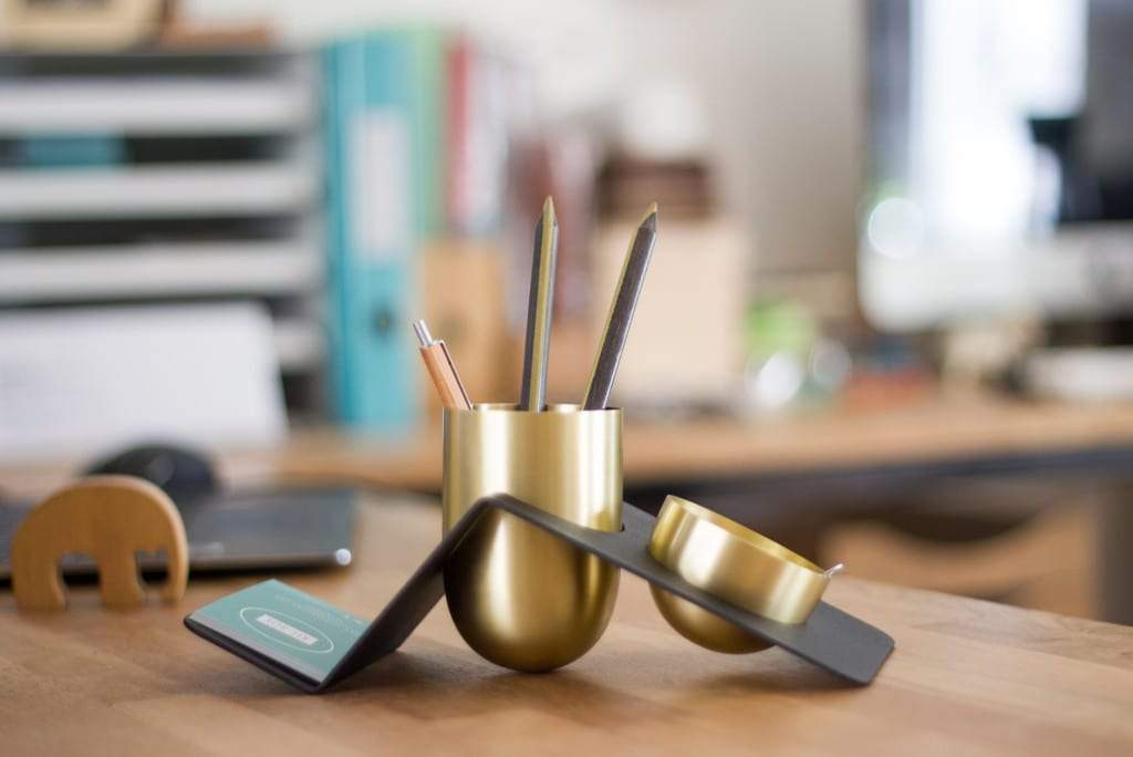 BLANK - Brass Tidy Desk Organizer - Kit-Box Design-Galen Leather