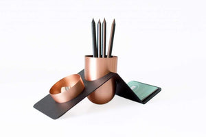 BLANK - Copper Tidy Desk Organizer Kit-Box Design-Galen Leather