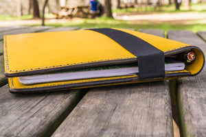 Composition Notebook Cover With iPad Air Pro Pocket - Yellow-Galen Leather