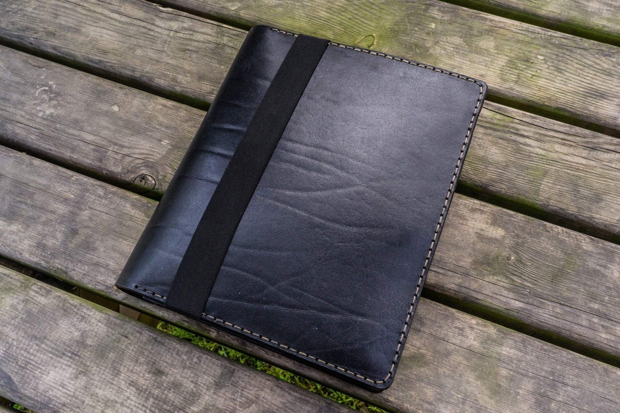 Black Composition Notebook Cover With iPad Pocket - Galen Leather