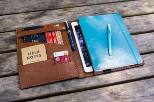 Composition Notebook Cover With iPad Air/Pro Pocket - Brown-Galen Leather