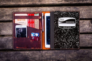 Composition Notebook Cover With iPad Air/Pro Pocket - Crazy Horse Orange-Galen Leather