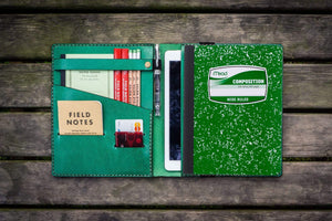 Composition Notebook Cover With iPad Air/Pro Pocket - Green-Galen Leather