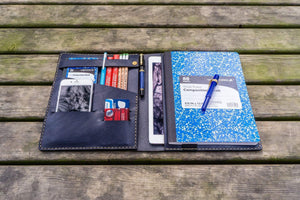 Composition Notebook Cover With iPad Air/Pro Pocket - Navy Blue-Galen Leather