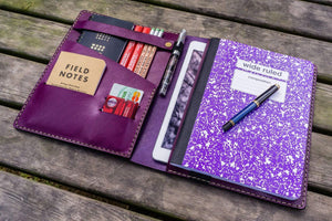 Composition Notebook Cover With iPad Air/Pro Pocket - Purple-Galen Leather