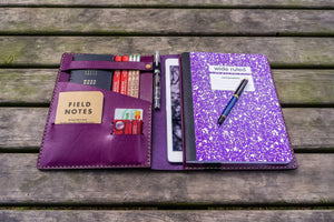 Composition Notebook Cover With iPad Air/Pro Pocket - Purple-Galen Leather