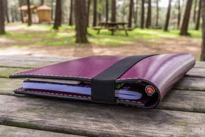 Composition Notebook Cover With iPad Air/Pro Pocket - Purple-Galen Leather