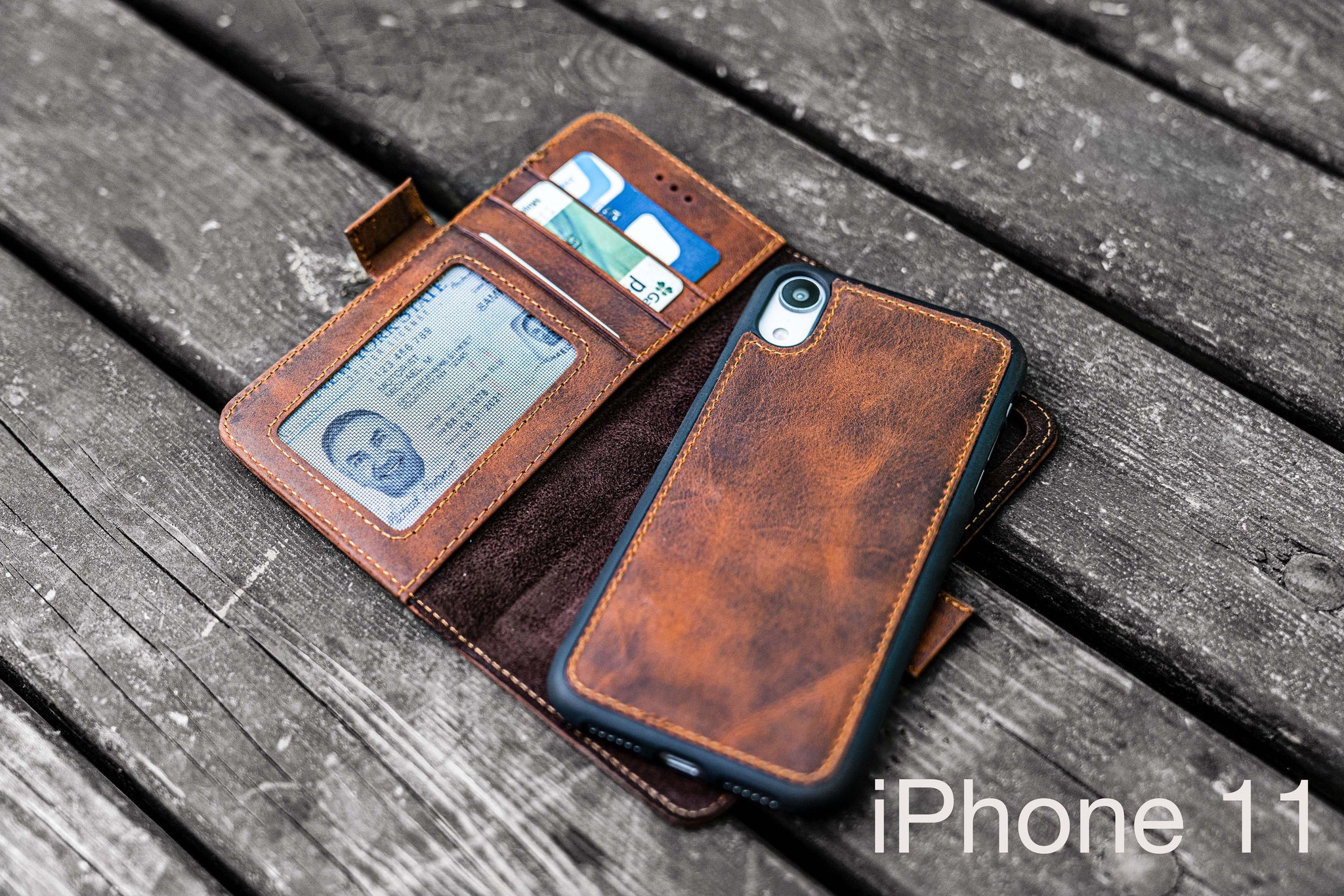 Galen Leather Detachable iPhone 13 Mini Leather Wallet Case