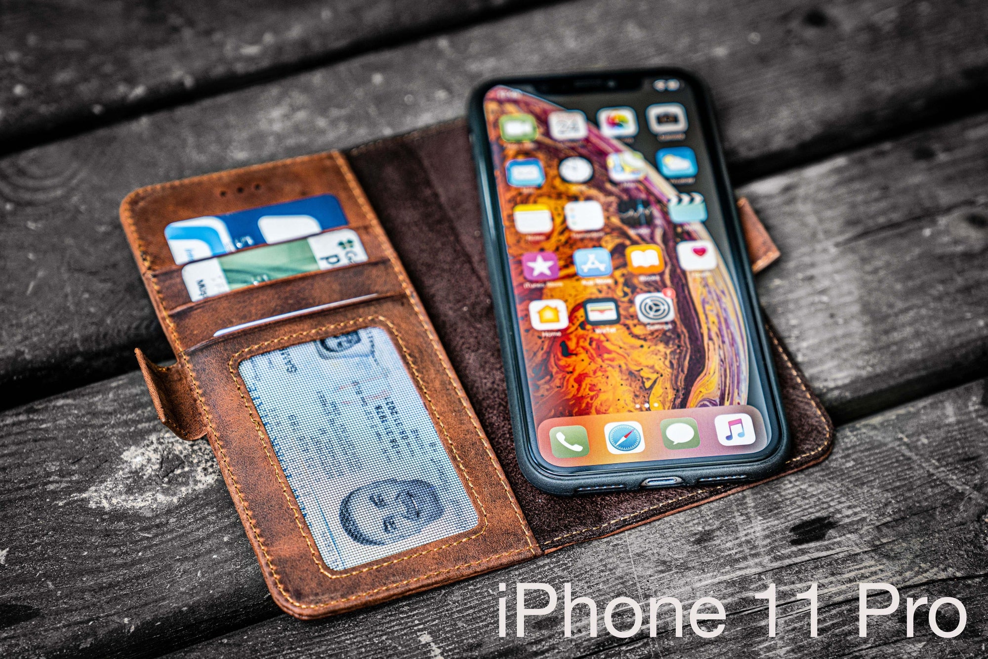 Galen Leather iPhone 12 / iPhone 12 Pro (6.1) Leather Wallet Case