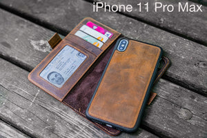 Galen Leather Detachable iPhone 12 Pro Max Leather Wallet Case