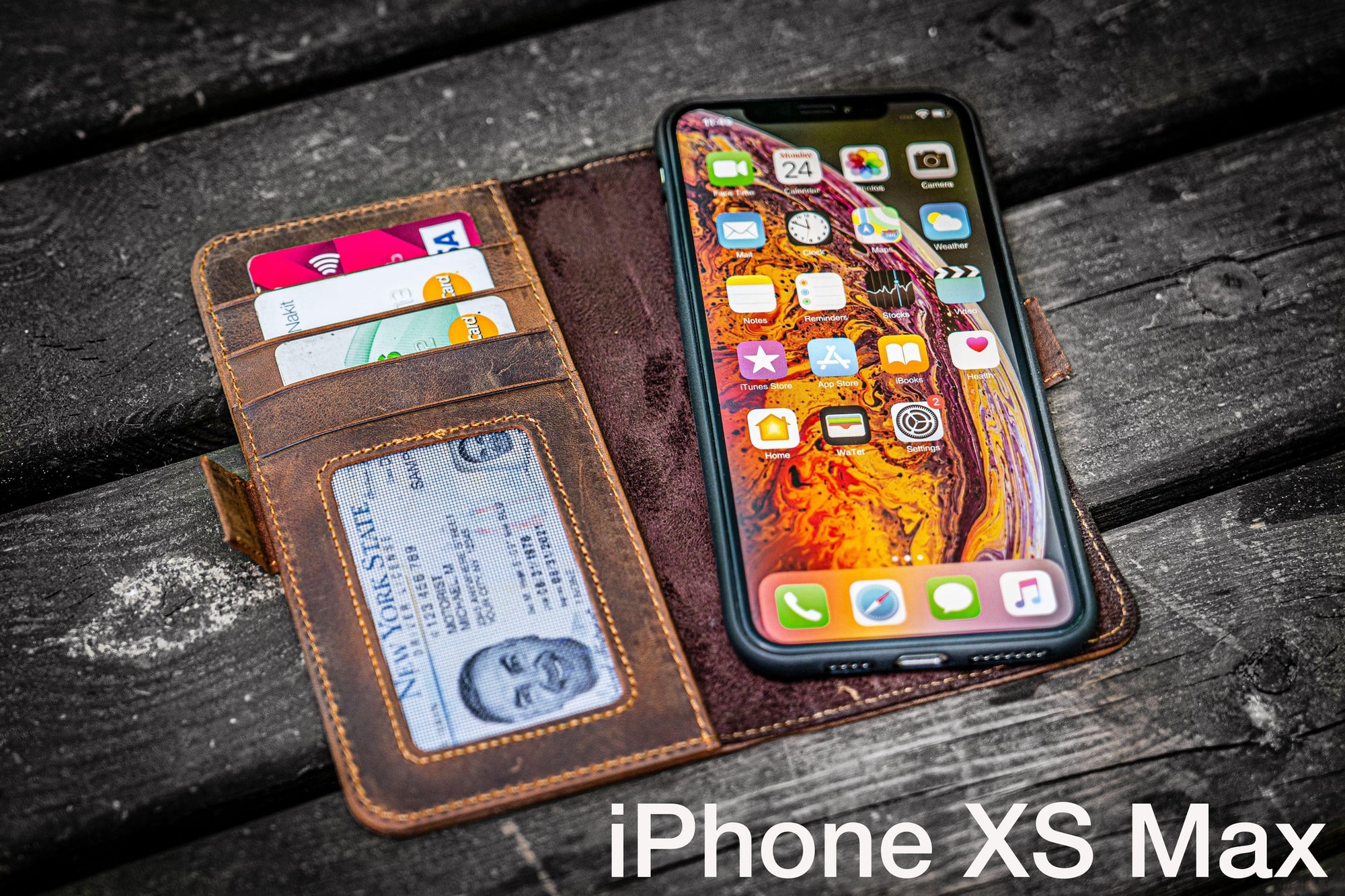 Detachable iPhone XS-Max Leather Wallet Case