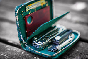 EDC Wallet - Crazy Horse Forest Green-Galen Leather