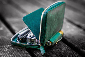 EDC Wallet - Crazy Horse Forest Green-Galen Leather