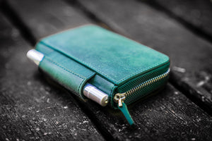 EDC Wallet - Crazy Horse Forest Green-Galen Leather