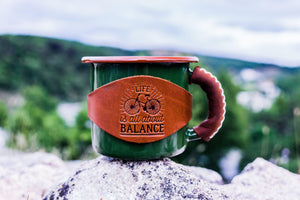 Enamel Mug with Leathered Handle - Green-Galen Leather