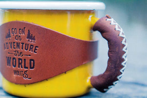Enamel Mug with Leathered Handle - Yellow-Galen Leather