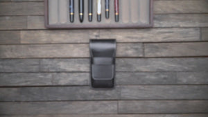 Leather Flap Pen Case for Three Pens - Black